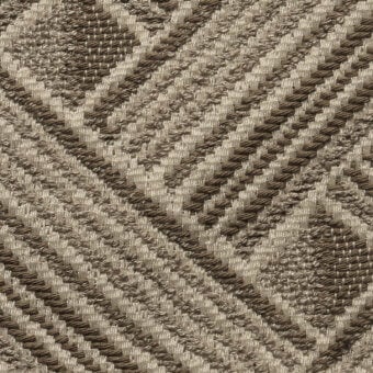Chevron fabric sample, brown and beige tones, dense looped weave with matte finish and textured surface.